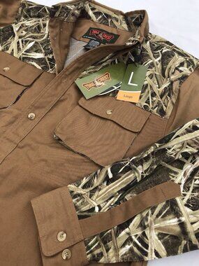 New Mens Lrg Trail Crest Button Down Hunting Shirt Pockets Water Fowl Camo Mesh